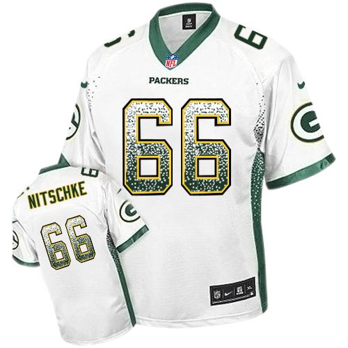 Men's Elite Ray Nitschke Nike Jersey White - #66 Drift Fashion NFL Green Bay Packers